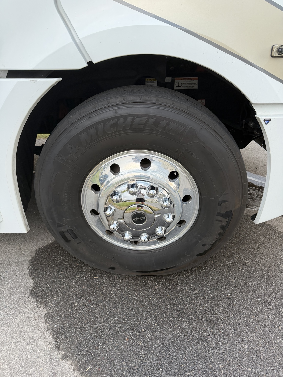 Clean polished motorhome wheel