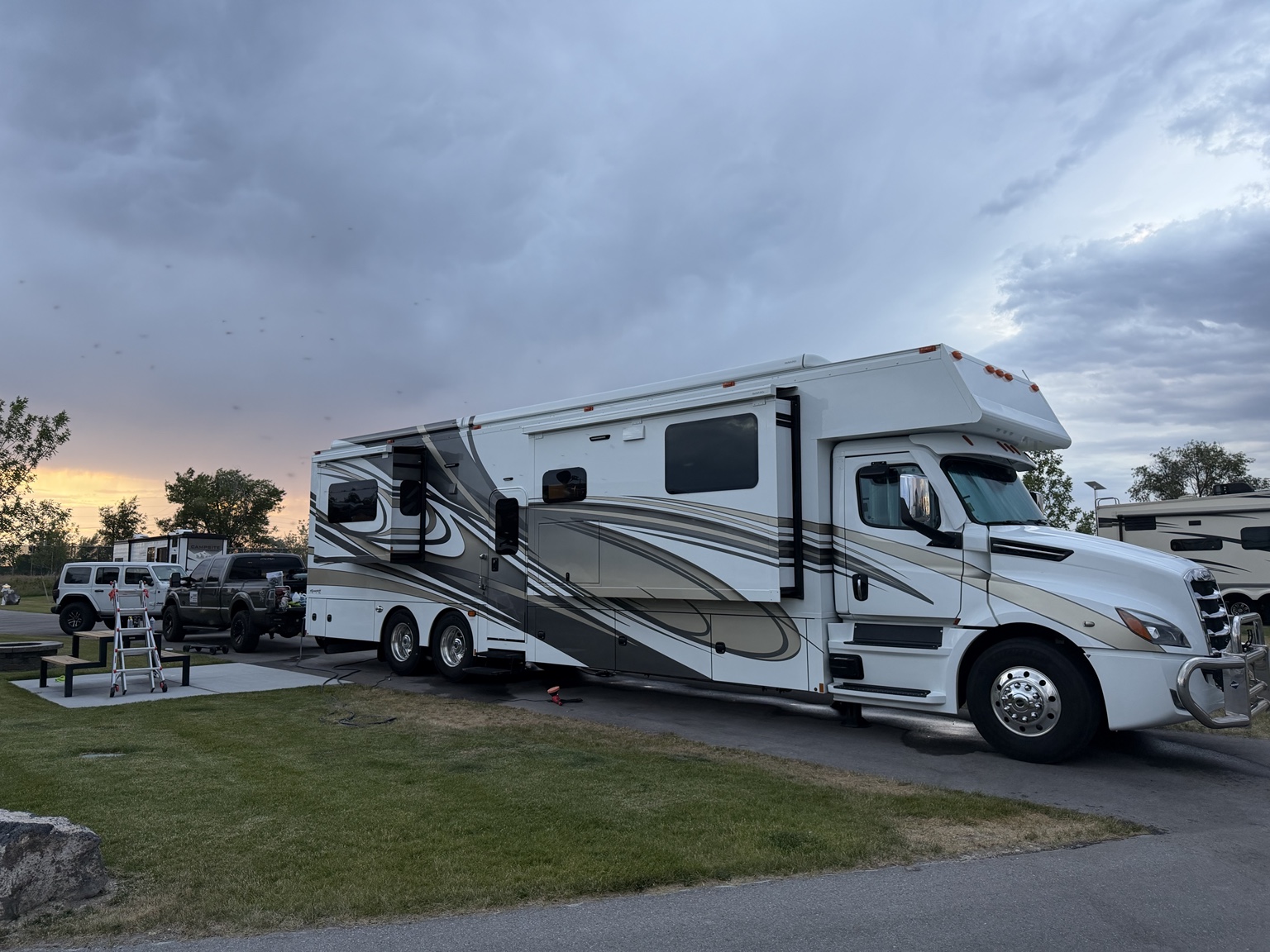 Finished 45-foot motorhome exterior detail
